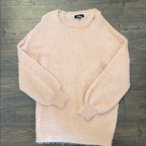 Lulu’s Slater Blush Pink Fuzzy Sweater Dress